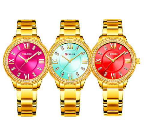 3 Elegant Japan Mov't Gold Watches for Women