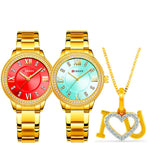 Set of 2 pcs Lady Dial Japan Mov't Gold & 18K GP Necklace