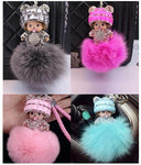 Four Pompom Keychain